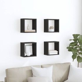 Estantes de pared con estante 4 pcs Roble negro 26 x 15 x 26 cm