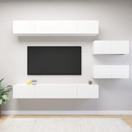 Set de muebles de salón TV 6 piezas madera de ingeniería blanco en Muebles TV | Comprar online en Foro24