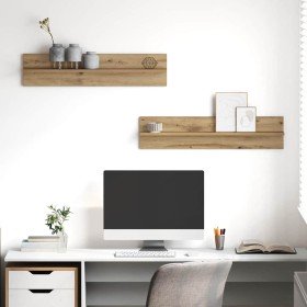 Estante de pared 2 pcs Roble artesanal 80 x 11,5 x 18 cm en Estantes y estanterías | Comprar online en Foro24