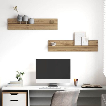 Estanterías de pared 2 pcs Roble artisan 80 x 11.5 x 18 cm