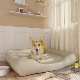 Cama para perros de cuero sintético beige 105x80x25 cm