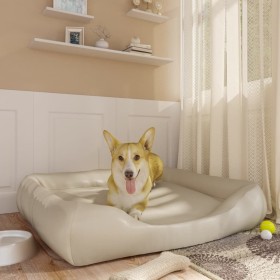 Cama para perros de cuero sintético beige 120x100x27 cm