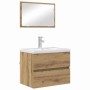 Conjunto de Muebles de Baño con cajón 2 pcs Roble artesanal