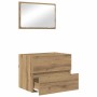 Conjunto de Muebles de Baño con cajón 2 pcs Roble artesanal