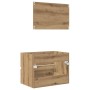 Conjunto de Muebles de Baño con cajón 2 pcs Roble artesanal