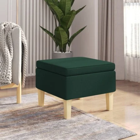Hocker mit Holzbeinen, gepolstert mit dunkelgrünem Stoff von vidaXL, Klapphocker und Stühle - Ref: Foro24-329431, Preis: 75,7...