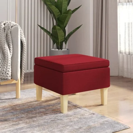 Taburete con patas de madera tapizado tela rojo tinto von vidaXL, Klapphocker und Stühle - Ref: Foro24-329428, Preis: 78,46 €...