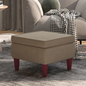 Taburete con patas de madera terciopelo gris claro by vidaXL, Folding stools and chairs - Ref: Foro24-329457, Price: 81,93 €,...