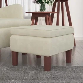 Stool with wooden legs and cream velvet. by vidaXL, Folding stools and chairs - Ref: Foro24-329466, Price: 80,88 €, Discount: %