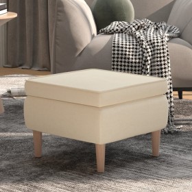Hocker mit Holzbeinen, gepolstert mit cremefarbenem Stoff von vidaXL, Klapphocker und Stühle - Ref: Foro24-329455, Preis: 67,...