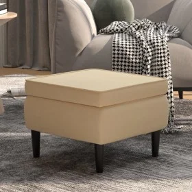 Hocker mit Holzbeinen aus cremefarbenem Samt von vidaXL, Klapphocker und Stühle - Ref: Foro24-329445, Preis: 76,96 €, Rabatt: %