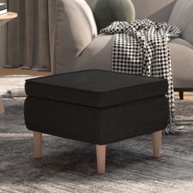 Taburete con patas de madera tapizado tejido negro