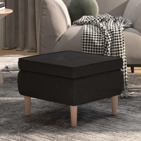 Stool with wooden legs upholstered in black fabric by vidaXL, Folding stools and chairs - Ref: Foro24-329448, Price: 64,90 €,...