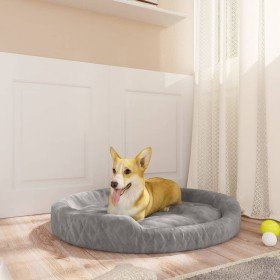 Cama para perros de felpa gris 70x55x23 cm