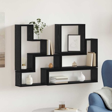 Cubo de Pared Roble negro 96 x 12 x 64 cm Madera contrachapada