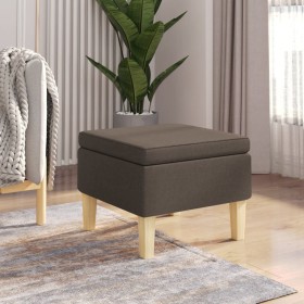 Taburete con patas de madera tapizado tela gris taupé