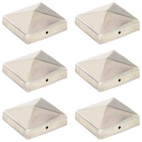 Tapas piramidales postes valla 6 uds acero inoxidable 81x81 mm
