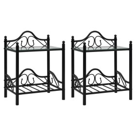 Nachttische aus gehärtetem Glasstahl 45x30,5x60cm schwarz 2Stk von vidaXL, Nachttische - Ref: Foro24-246727, Preis: 86,15 €, ...