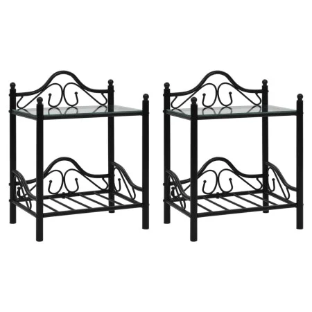 Nachttische aus gehärtetem Glasstahl 45x30,5x60cm schwarz 2Stk von vidaXL, Nachttische - Ref: Foro24-246727, Preis: 84,35 €, ...