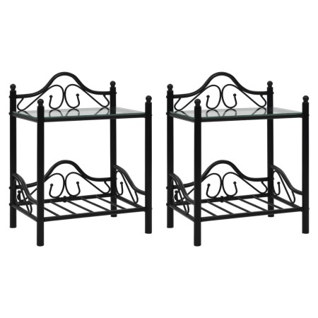 Nachttische aus gehärtetem Glasstahl 45x30,5x60cm schwarz 2Stk von vidaXL, Nachttische - Ref: Foro24-246727, Preis: 86,15 €, ...