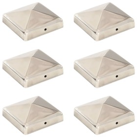 Tapas piramidales postes valla 6 uds acero inoxidable 91x91 mm