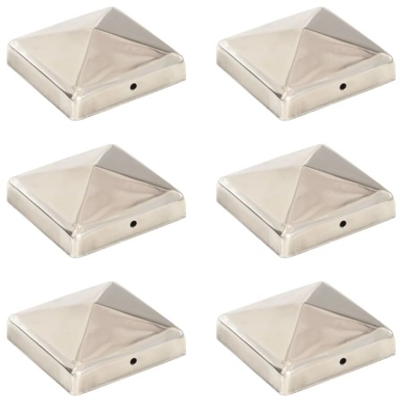 Tapas piramidales postes valla 6 uds acero inoxidable 91x91 mm