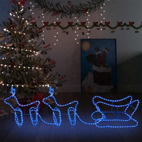 Decoración navideña para jardín renos y trineo 576 LEDs