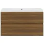 Badezimmerschrank aus braunem Eichensperrholz mit Waschbecken von vidaXL, Badezimmerwaschtische - Ref: Foro24-3120344, Preis:...