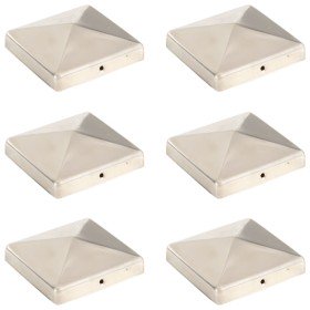 Tapas piramidales postes valla 6 uds acero inoxidable 101x101mm