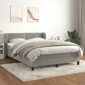 Box spring bed with light gray velvet mattress 140x200 cm by vidaXL, Beds and slatted bases - Ref: Foro24-3127433, Price: 442...