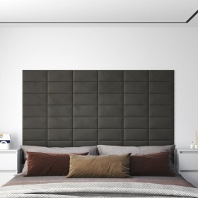 Paneles de pared 12 uds terciopelo gris oscuro 30x15 cm 0,54 m²