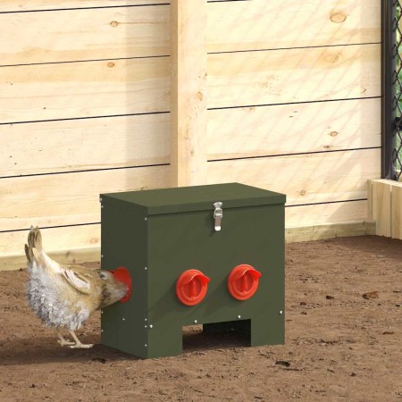 Comedero para pollos 2 pcs Verde Oliva 60.5 x 29 x 51 cm
