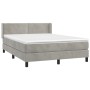 Box spring bed with light gray velvet mattress 140x200 cm by vidaXL, Beds and slatted bases - Ref: Foro24-3130901, Price: 443...
