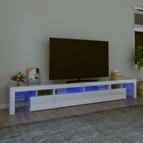 Mueble de TV con luces LED blanco brillante 260x36,5x40 cm