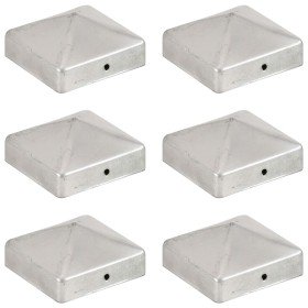 Tapas para postes de valla 6 uds metal galvanizado 71x71mm