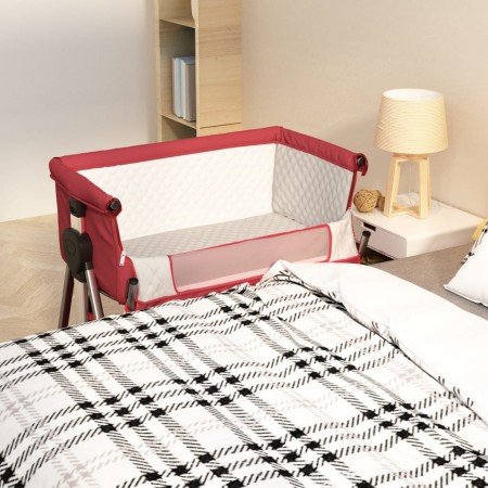 Babybett mit rotem Leinenstoff-Matratze. von vidaXL, Kinderbetten und Betten für Kinder - Ref: Foro24-10293, Preis: 118,04 €,...