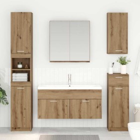Mueble de lavabo con puerta Roble artesanal 38,5 x 100 x 46 cm