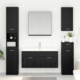 Mueble de lavabo con puerta Roble Negro 38,5 x 100 x 46 cm en Tocadores de baño | Comprar online en Foro24