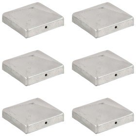 Tapas para postes de valla 6 unidades metal galvanizado 91x91mm