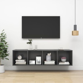 Mueble TV pared madera contrachapada gris 37x37x142,5 cm