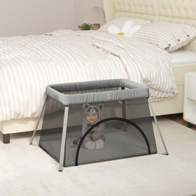 Parque infantil para bebés con colchón tela lino gris claro von vidaXL, Baby-Laufgitter - Ref: Foro24-10301, Preis: 60,62 €, ...
