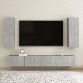 Set de muebles de salón 4 pzas madera ingeniería gris hormigón en Muebles TV | Comprar online en Foro24