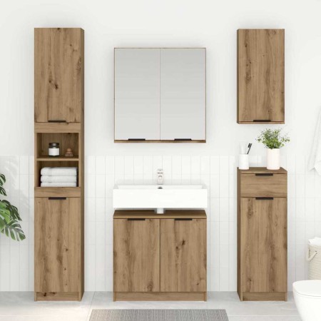 Gabinete de Baño con puerta Roble artesanal 64,5 x 33,5 x 59 cm
