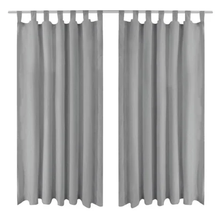 Micro-satin curtains with loops, 2 units, 140x175cm, gray. by vidaXL, Curtains and curtains - Ref: Foro24-132213, Price: 18,2...