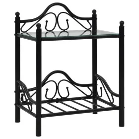 Steel and tempered glass bedside table 45x30.5x60 cm black by vidaXL, Nightstands - Ref: Foro24-246726, Price: 59,11 €, Disco...