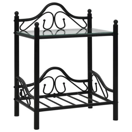 Mesita de noche de acero y vidrio templado 45x30,5x60 cm negro de vidaXL, Mesitas de noche - Ref: Foro24-246726, Precio: 59,1...