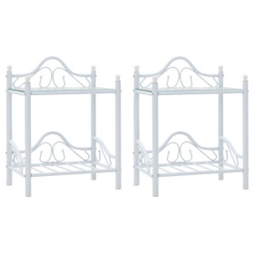 Steel nightstands tempered glass 45x30.5x60cm white 2 units by vidaXL, Nightstands - Ref: Foro24-246729, Price: 73,60 €, Disc...