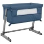 Cuna con colchón tela de lino azul marino by vidaXL, Cribs and beds for children - Ref: Foro24-10298, Price: 112,09 €, Discou...