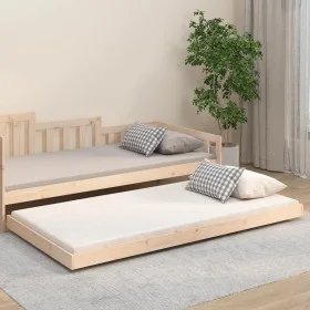Solid pine wood bed frame 100x200 cm by vidaXL, Beds and slatted bases - Ref: Foro24-823489, Price: 72,85 €, Discount: %