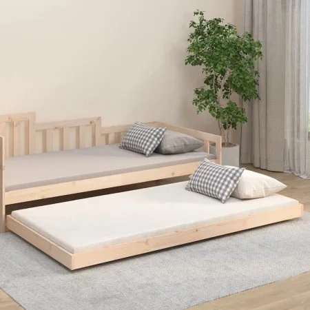 Solid pine wood bed frame 100x200 cm by vidaXL, Beds and slatted bases - Ref: Foro24-823489, Price: 72,85 €, Discount: %